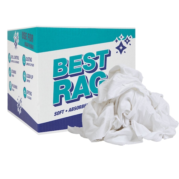 T-Shirt Cleaning Rags - White - New - 10 lb Box